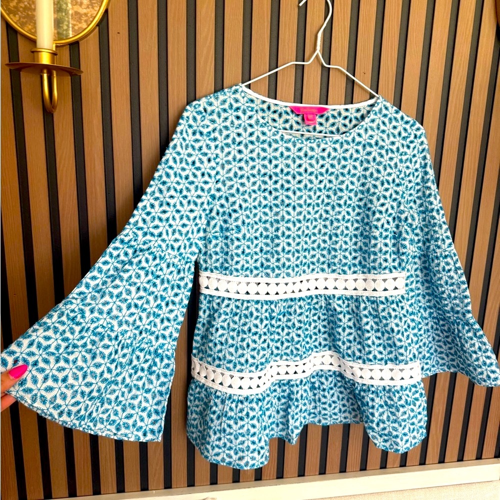 Lilly Pulitzer Blue Patterned Women's Top - Picture 3 of 6
